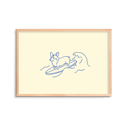 The Surf Corgi Art Print