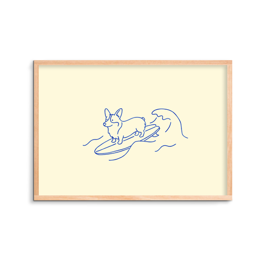 The Surf Corgi Art Print
