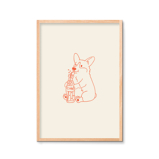 The Soda Sip Corgi Art Print