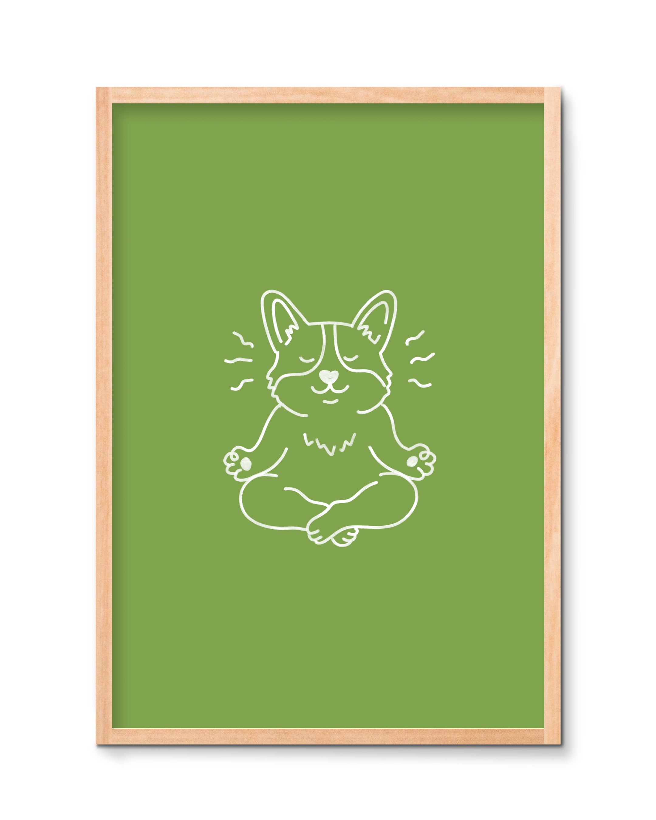 The "Pawsitive Vibes" Meditation Corgi Art Print