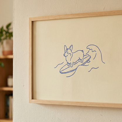 The Surf Corgi Art Print